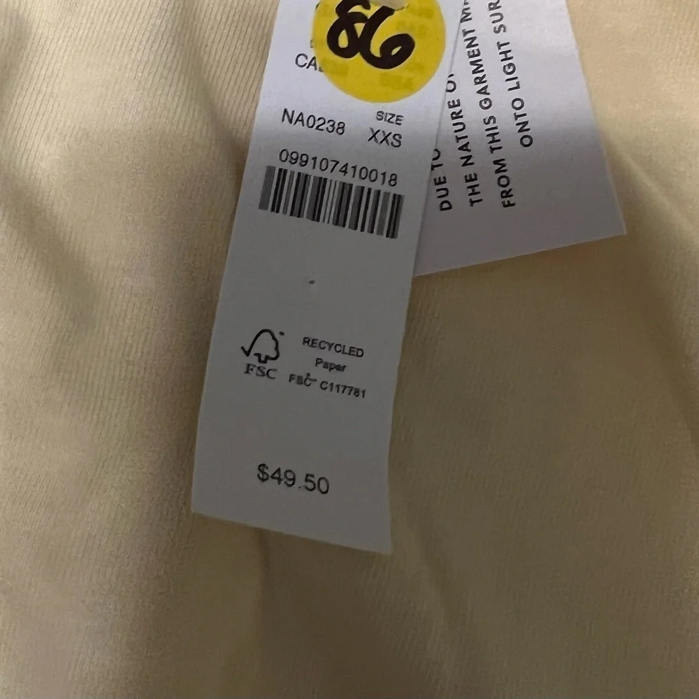 J Crew Light Yellow Relaxed Premium Cotton Boxy Tee NWT XXS #2298